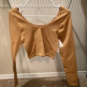 Aeropostale Tan Long Sleeve Crop top